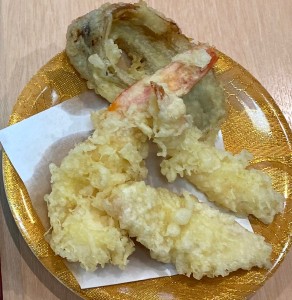 セット天ぷら（煮穴、赤海老、えび、鶏）